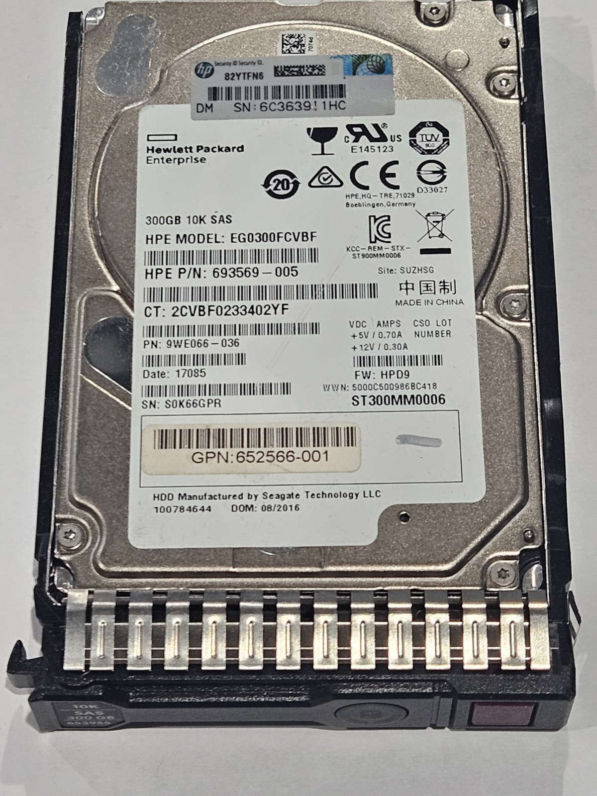 HP 300GB 10k SAS P/N 693569-005 ego300fcvbf