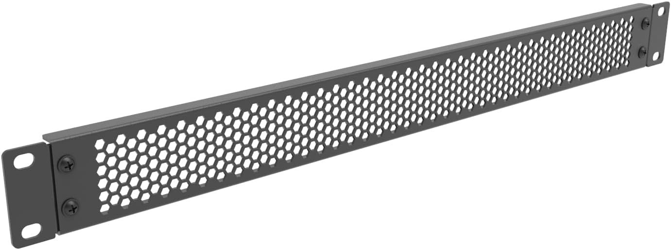 Jingchengmei 1U Hinged Perforated Blank Panel - Steel Rack Mount 1U, Black 
