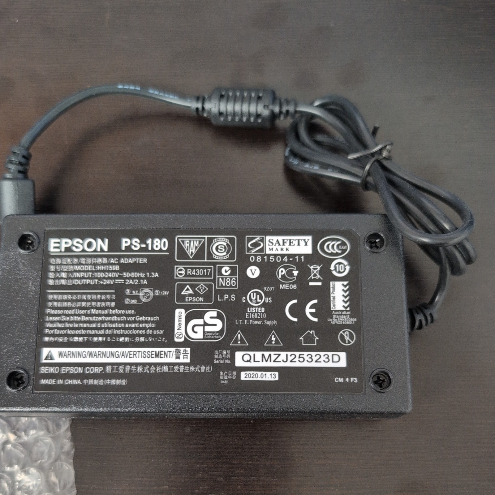 Genuine Epson PS-180 AC Power Adapter M159C 24V 3A with Power Cord - Open Box