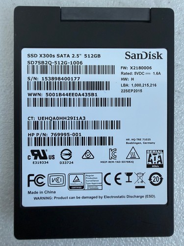 SanDisk X300s 512GB 2.5" SATA SSD SD7SB2Q-512G-1006 HP 769995-001