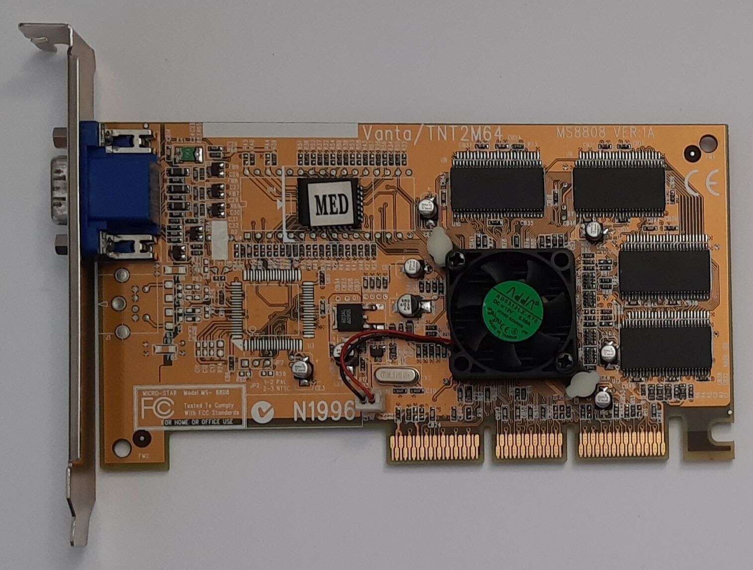 MSI MS-8808 AGP Graphics Card (Nvidia TNT2 M64, 32MB, Retro, 2001)