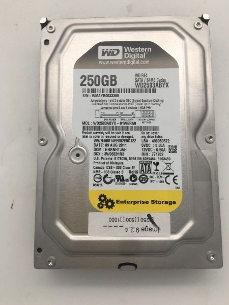 Hdd 250gb wd re4 sata 64mb cache dcm: hhrnhtjah, 09 aug 2011
