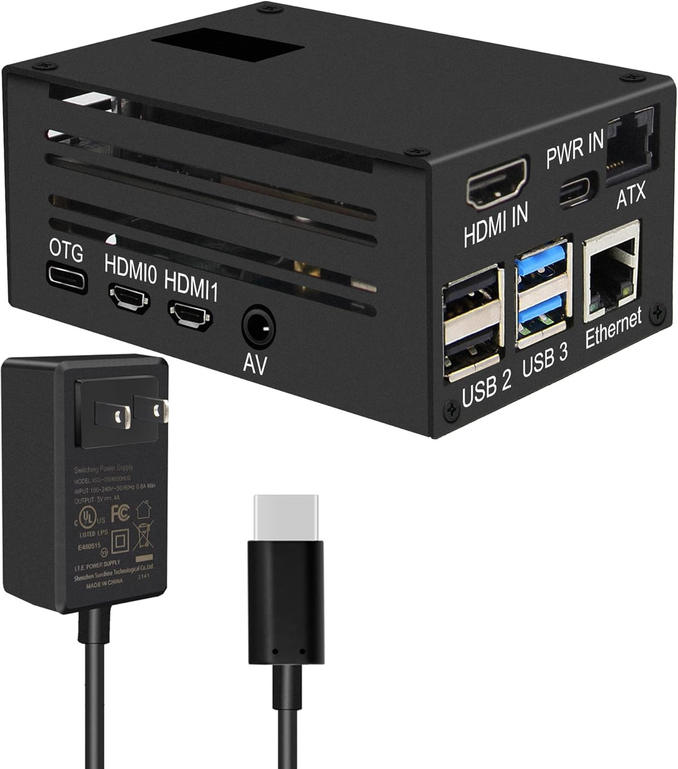 KVM-A3 Kit with Case & 20W 5V 4A USB Type-C Power Adapter Compatible with Raspbe