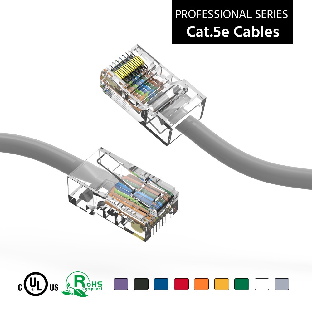 20 Pack of 25Ft CAT5E UTP Ethernet Network Non Booted Cable 12-200 Feet Gray
