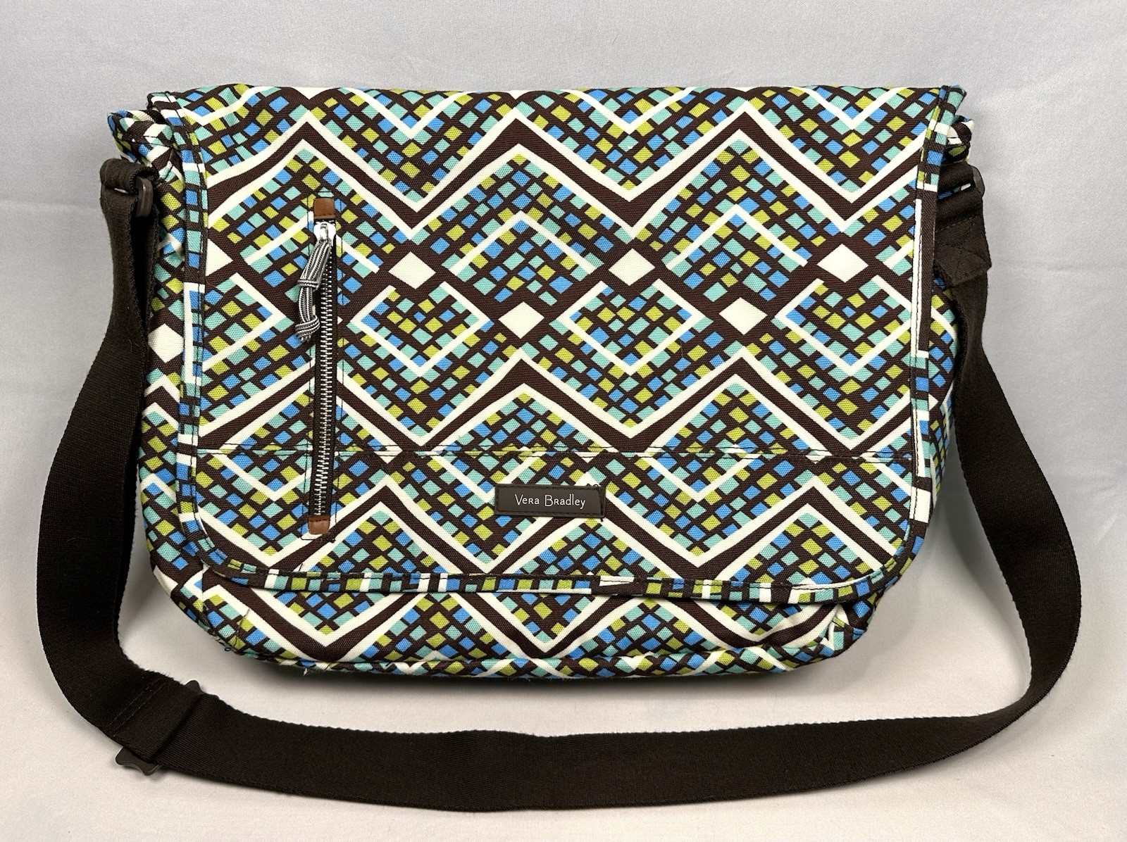 Vera Bradley Messenger Crossbody Laptop Bag Satchel Rain Forest Pattern NICE