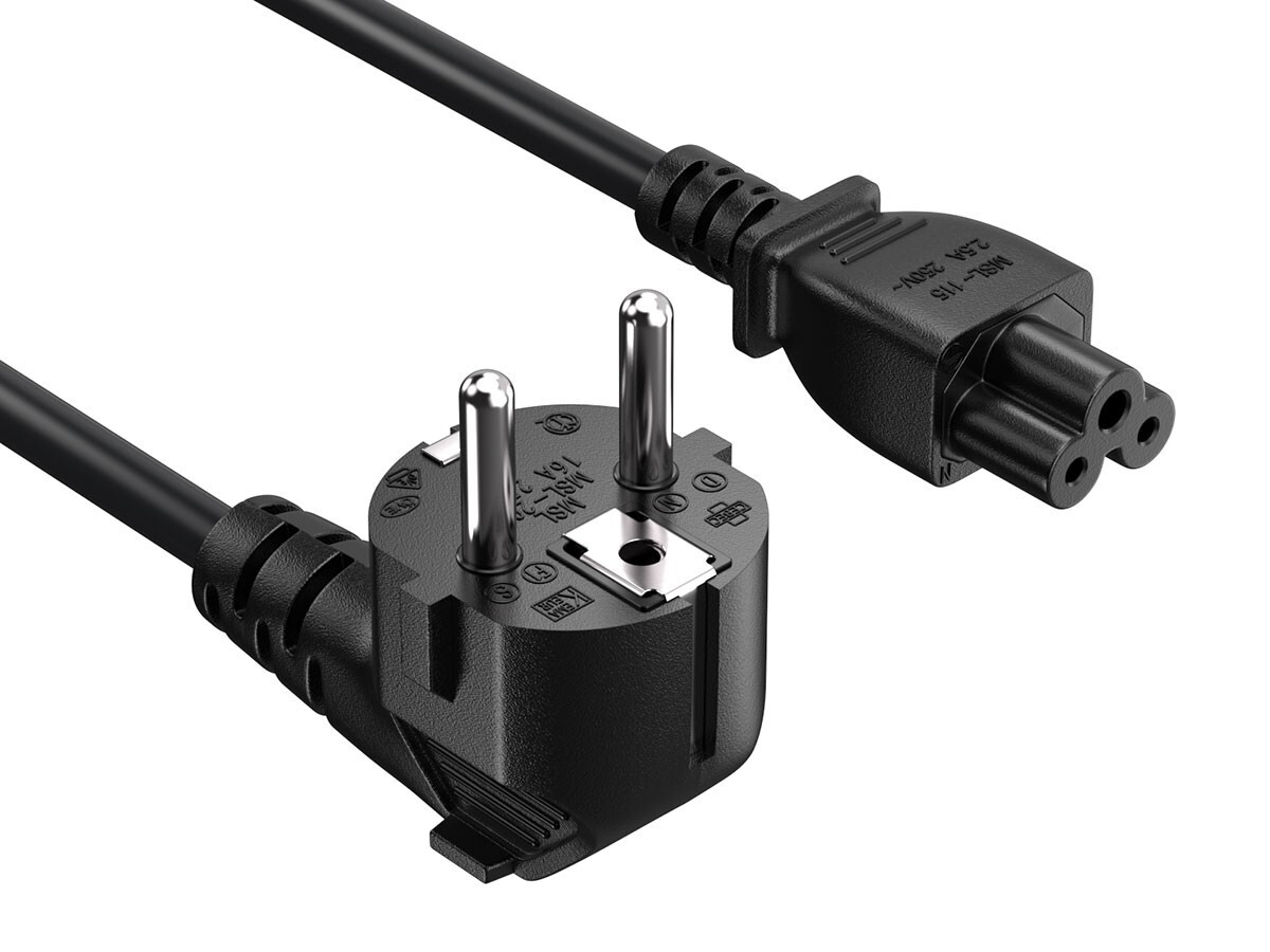 6ft European Schuko 3-Prong Angled CEE 7/7 to C5 Notebook Power Cord, Black