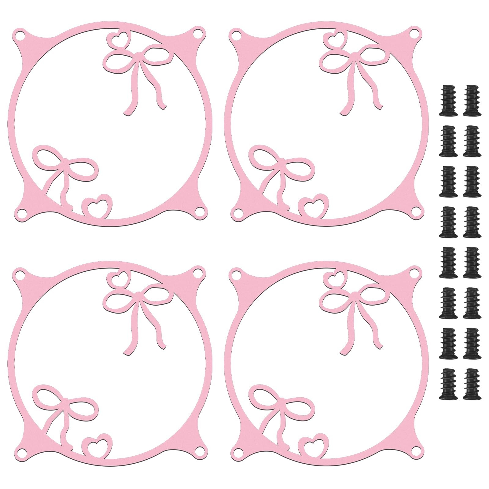 Otoolling 4 Pcs 90mm Pink Metal PC Fan Grill Cover with Screws