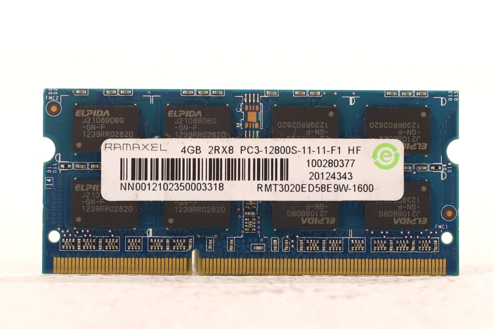 Ramaxel 4GB 2Rx8 PC3-12800S-11-11-F1 Laptop Memory P/N: RMT3020ED58E9W-1600