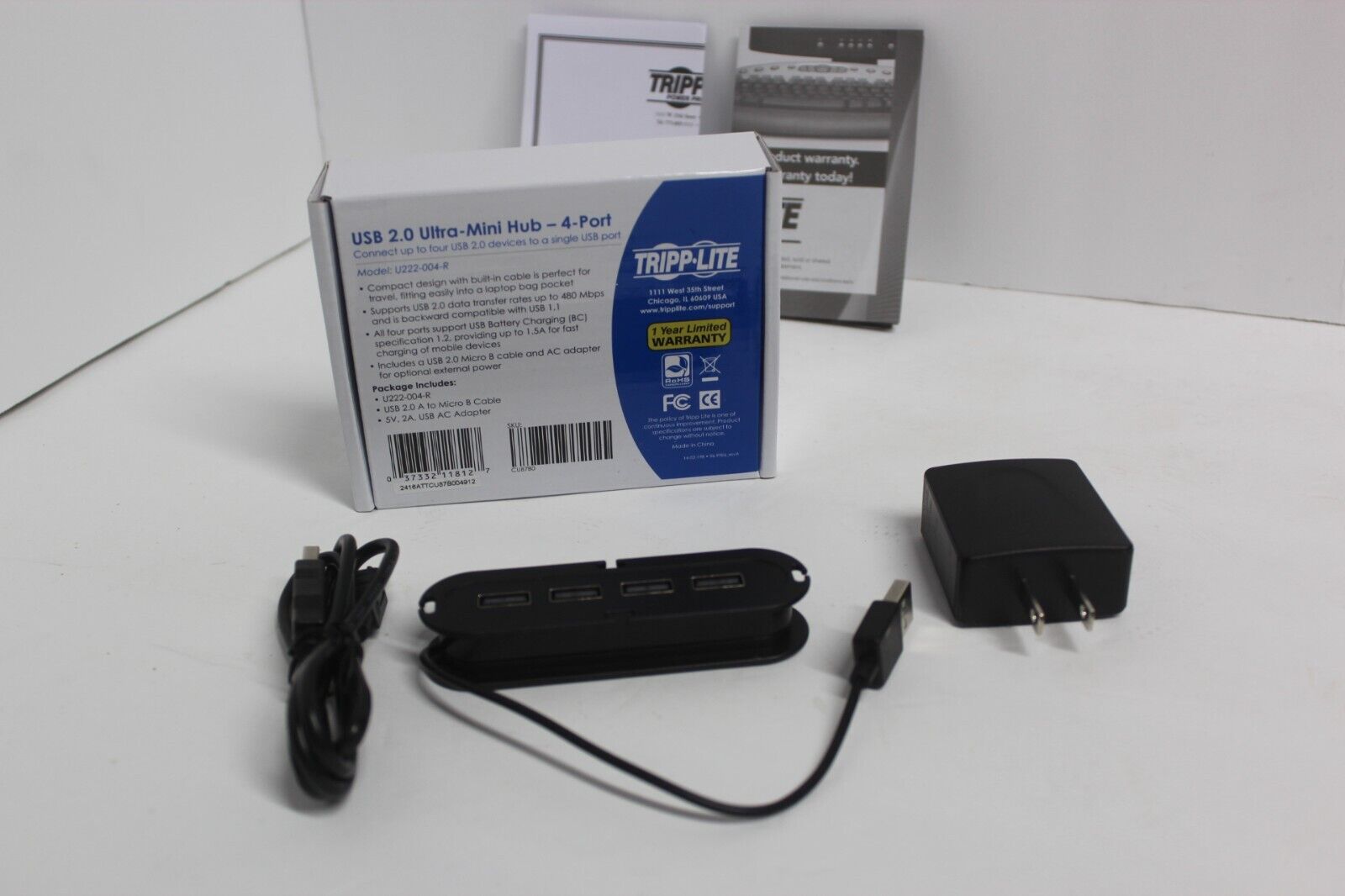 Tripp Lite USB Ultra-Mini Hub 4-Port Powered AC Adapter included BNIB