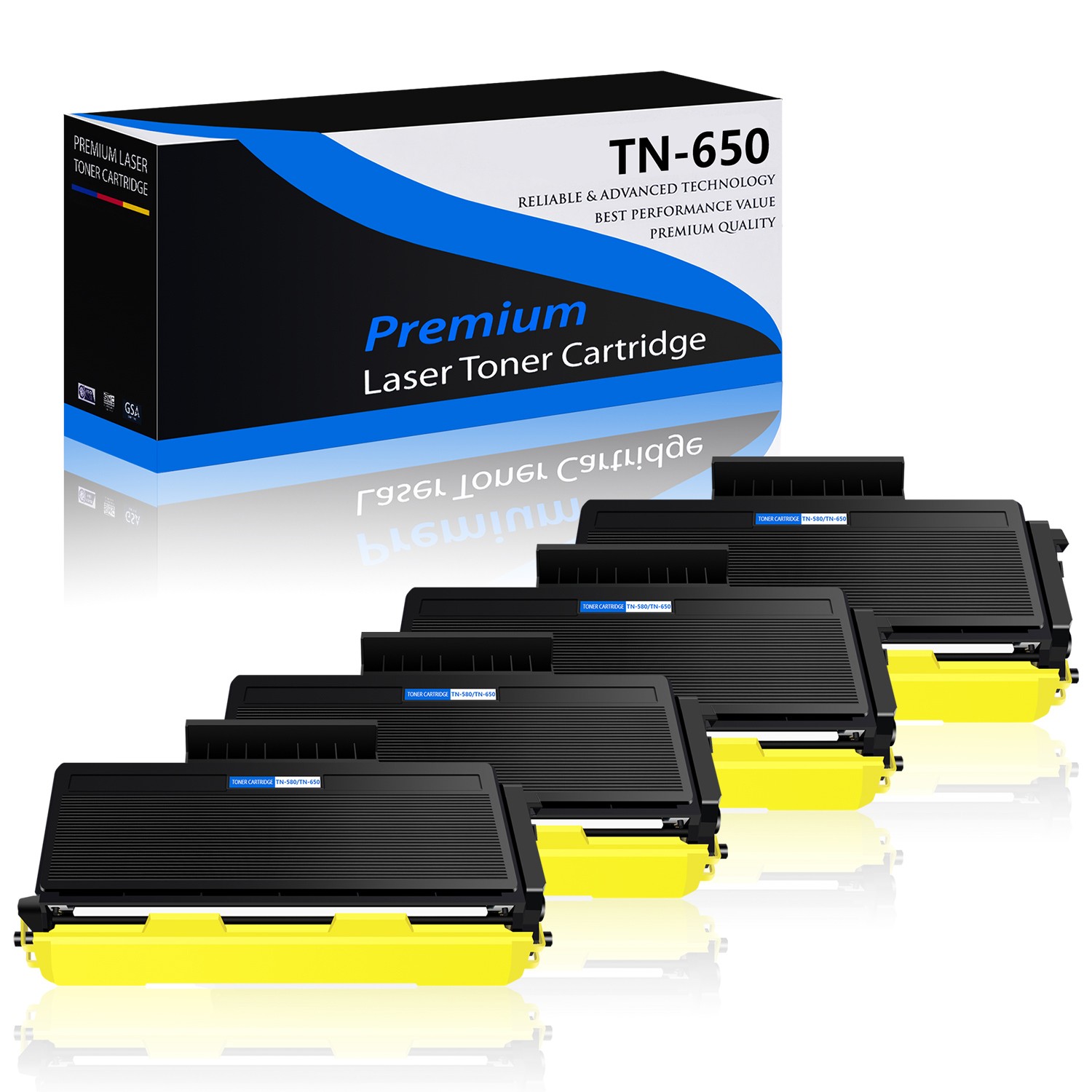 4PK Hi-Yield TN650 Toner Cartridge for Brother DCP-8050DN DCP-8080DN DCP-8085DN
