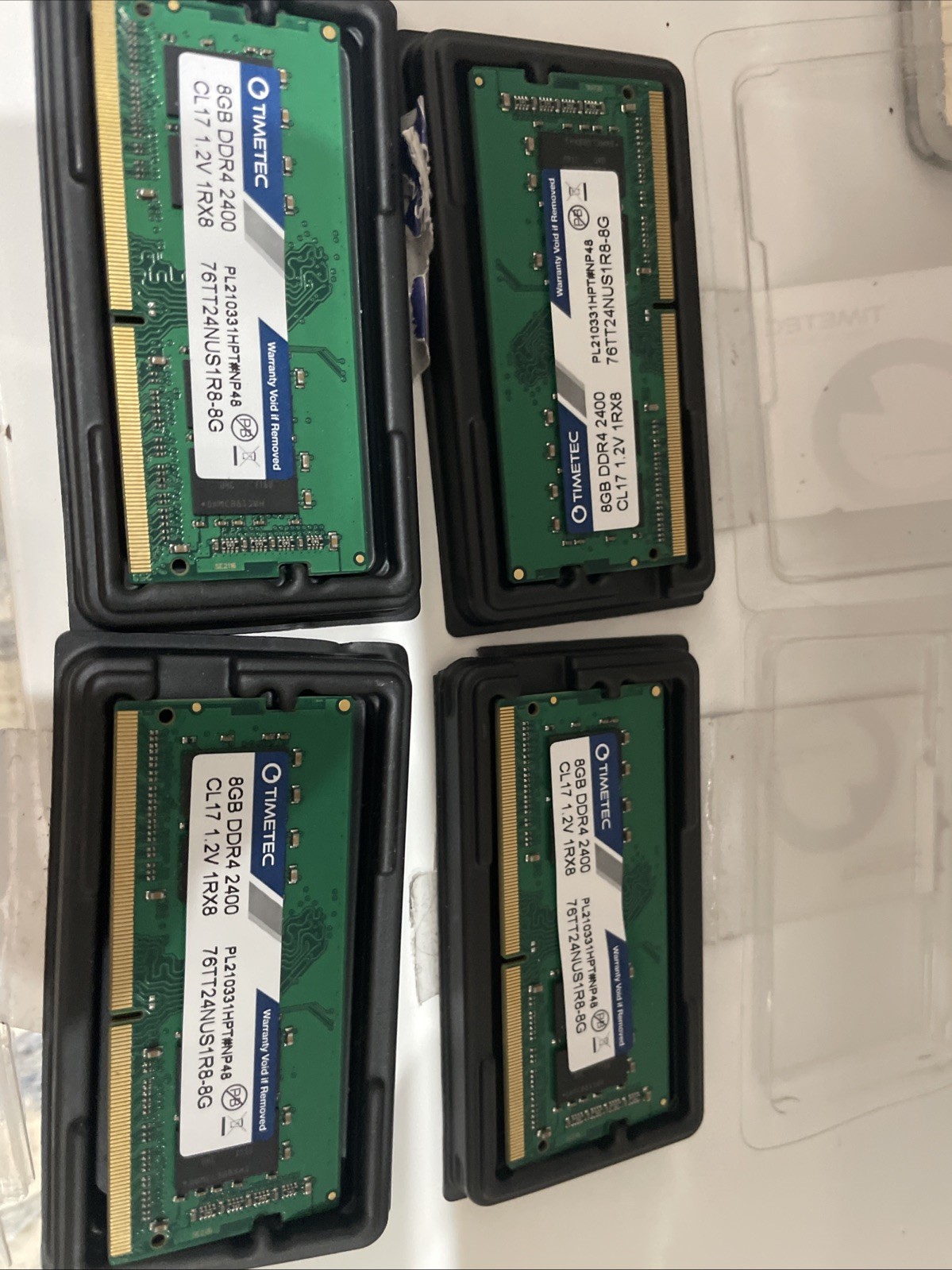 Lot Of 4 Timetec 76TT24NUS1R8-8G, 8GB DDR4 2400MHz CL17 1.2V 1Rx8  Total 32GB