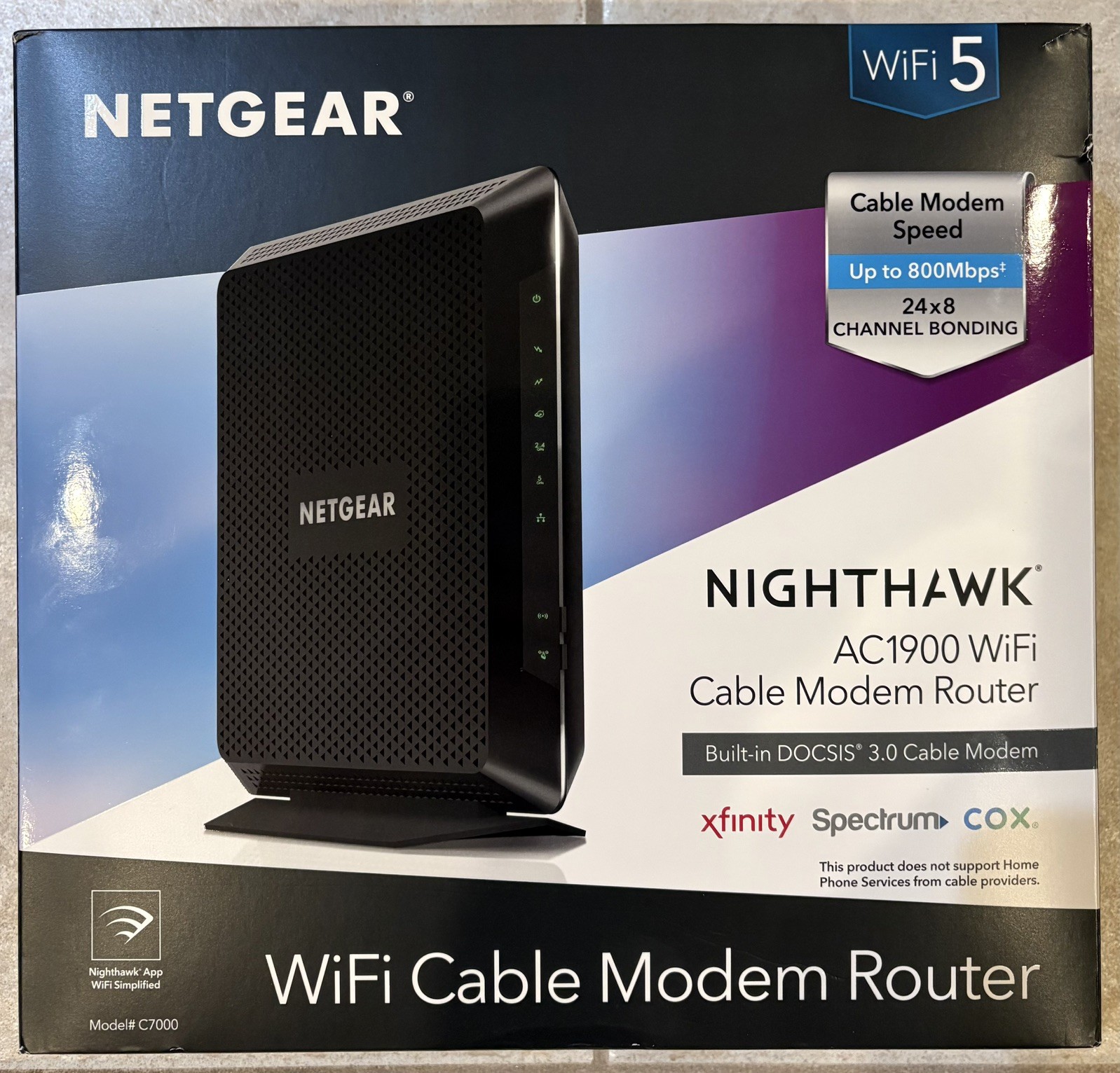 NETGEAR Nighthawk AC1900 WiFi 5 Model C7000-100NAS Cable Modem Router Combo