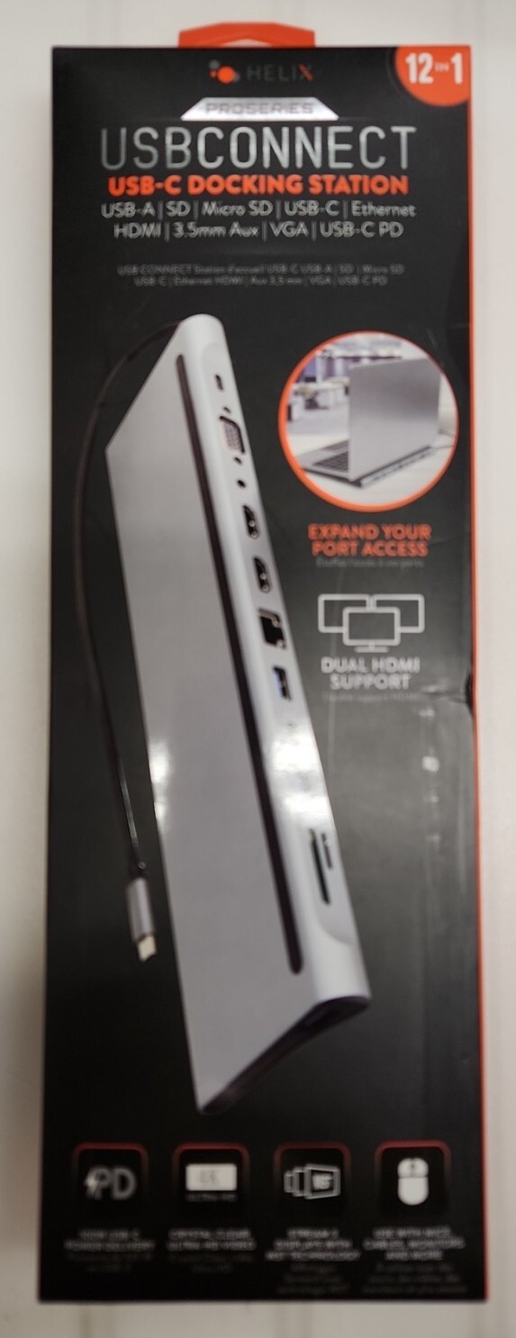 HELIX ProSeries 12 in 1 USBCONNECT USB-C Docking Station NEW