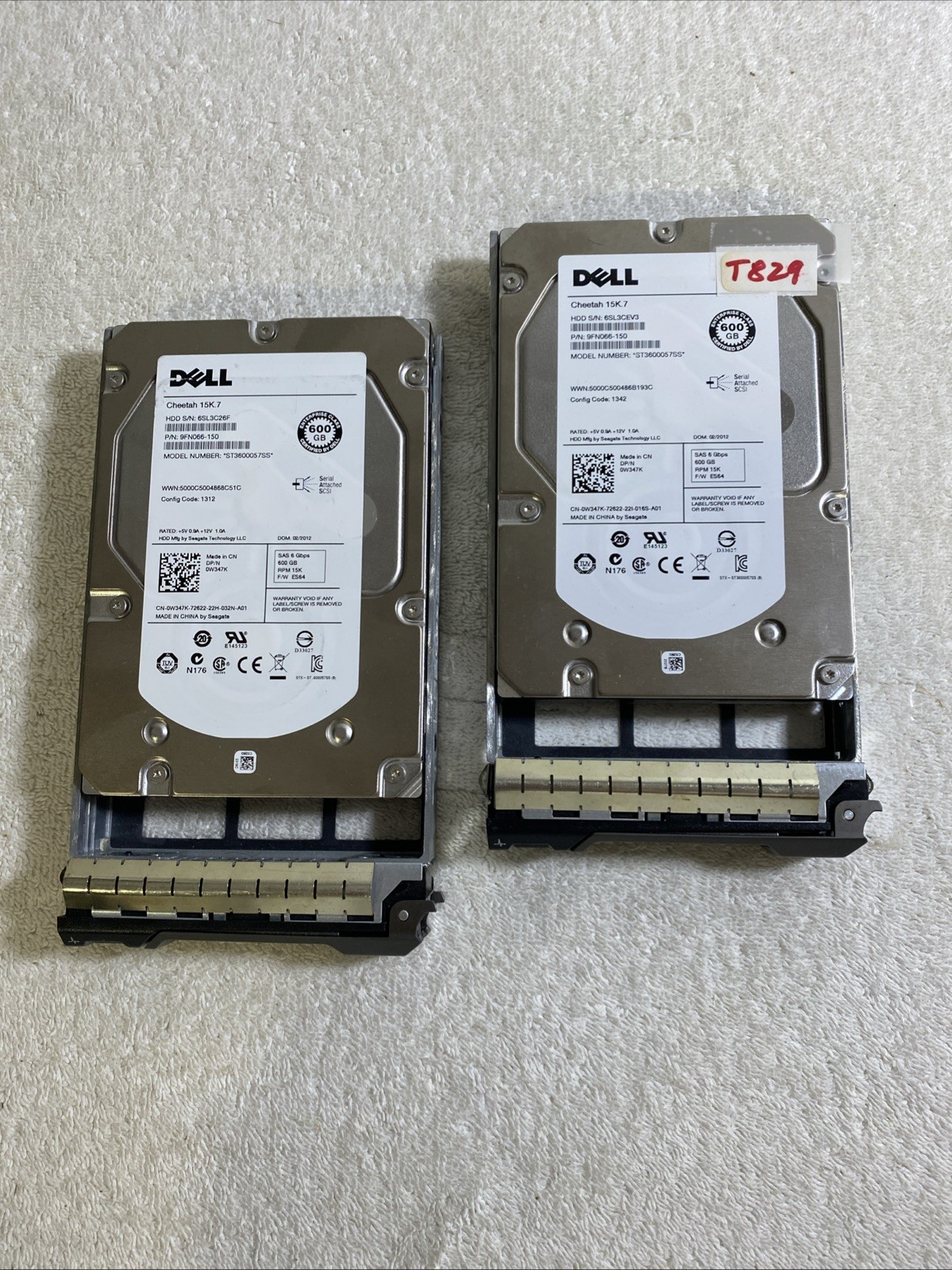 Two Seagate Dell W347K 600GB ST3600057SS SAS Enterprise Hard Disk Drive (T829)