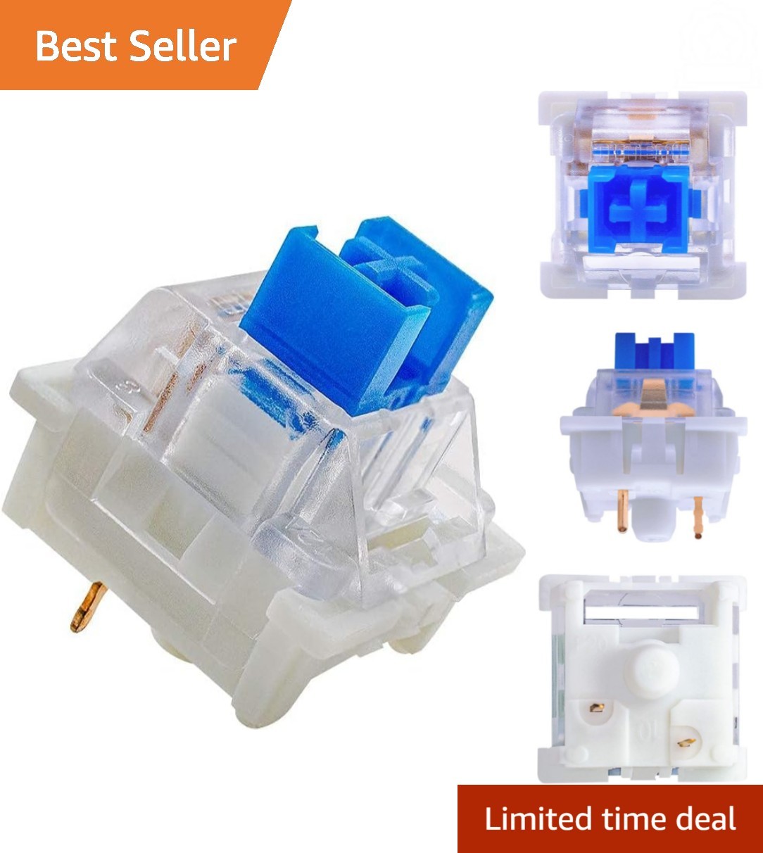 Blue Clicky Mechanical Switches 32-Pack - Tactile & Dustproof Design