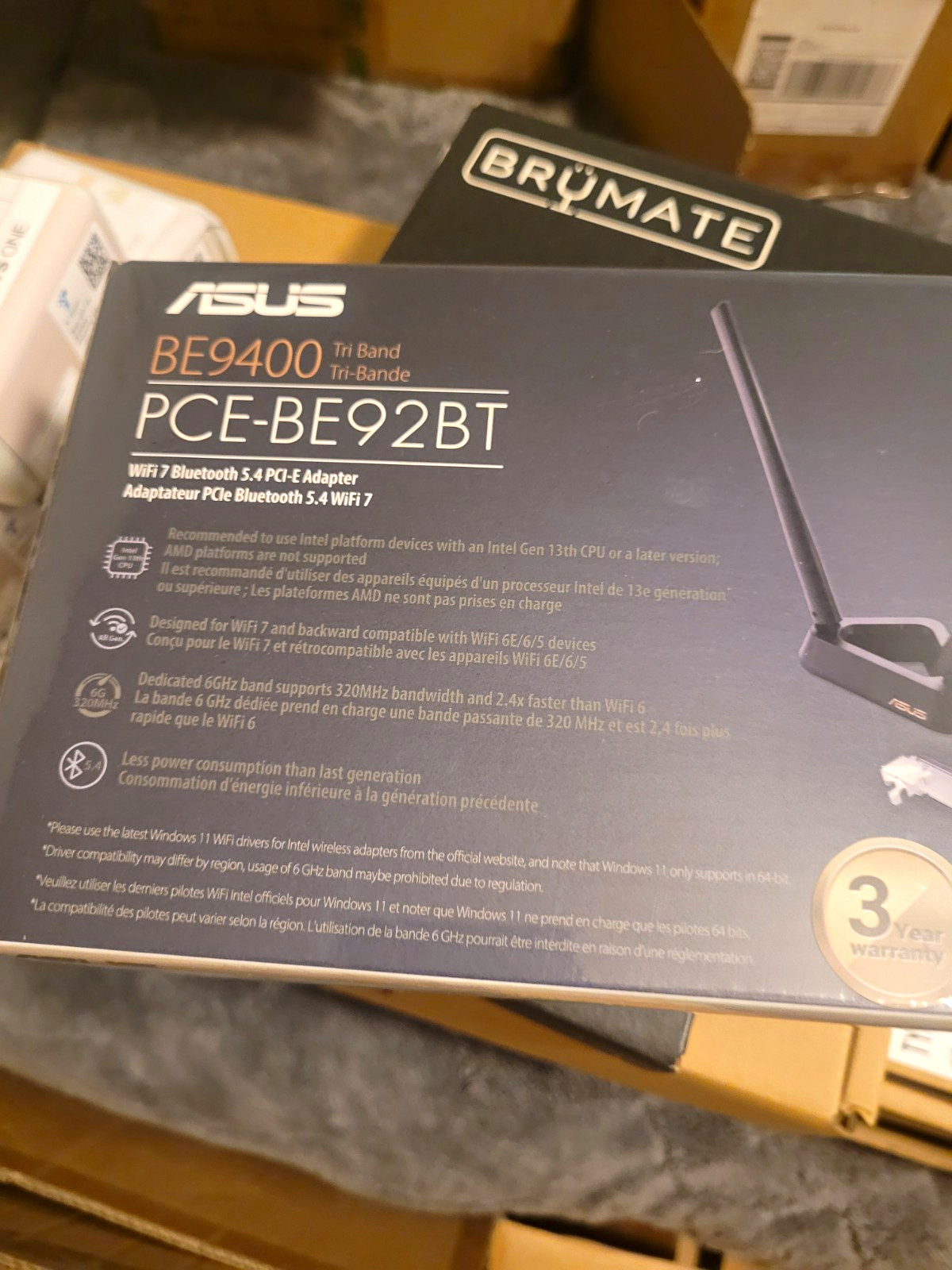 ASUS PCE-BE92BT BE9400 Wi-Fi 7 PCIe Adapter with Bluetooth 5.4
