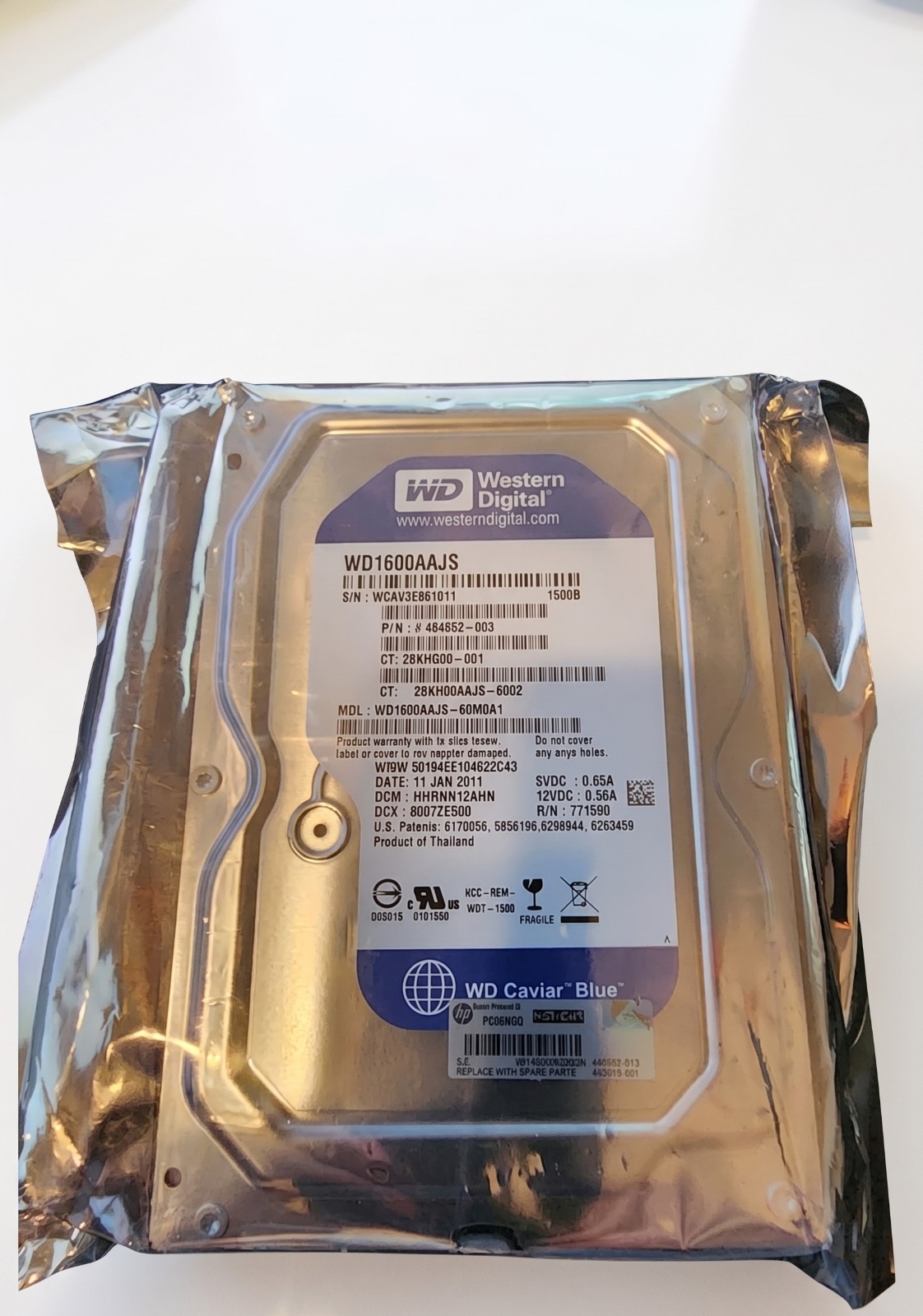 Western Digital 160GB 3.5" Hard Drive WD1600AAJS-60M0A1 HP 484552-003