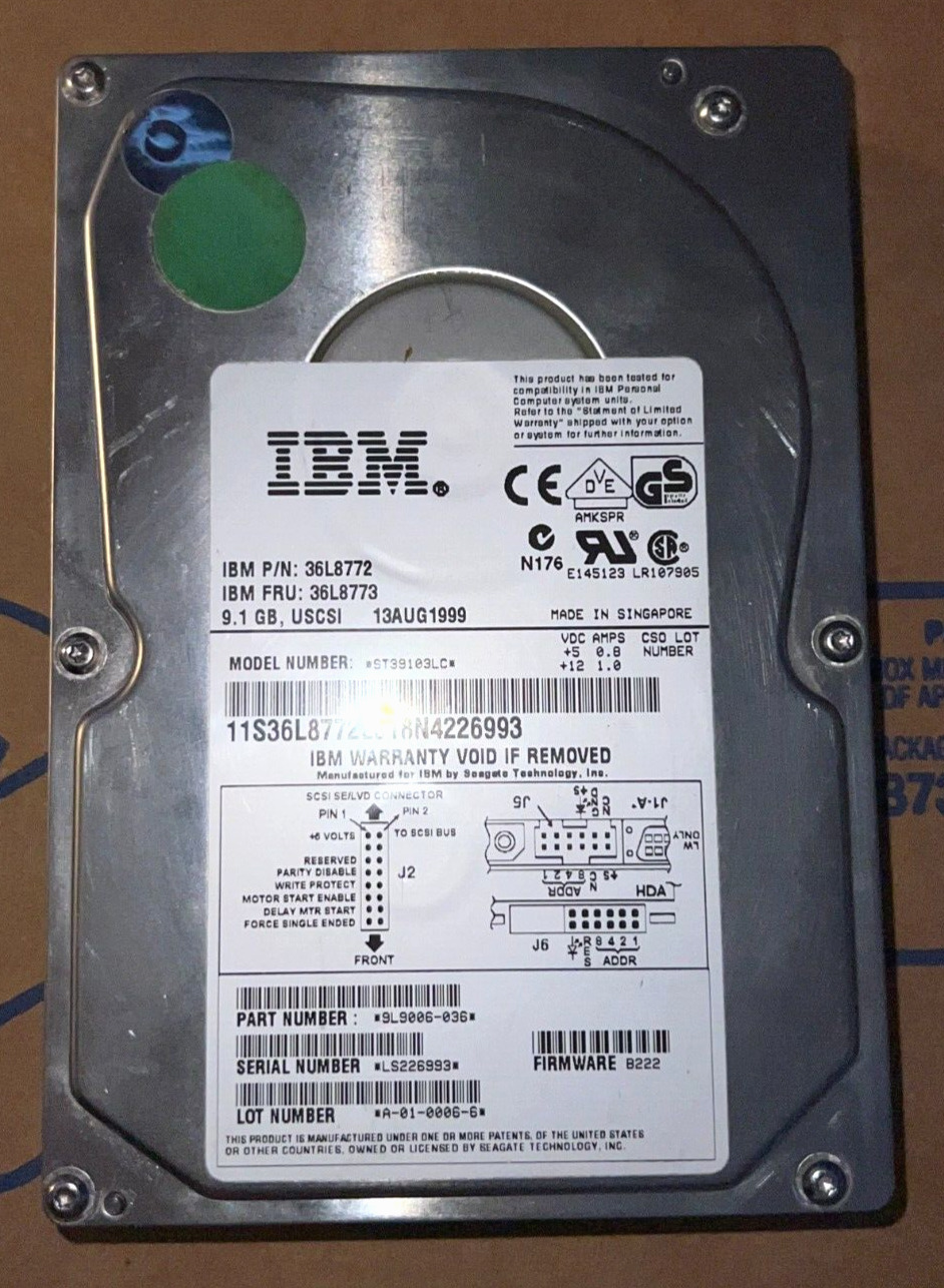 IBM 36L8773 36L8772 9.1GB 10K 80 pin SCSI U160 3.5'' ST39103LC