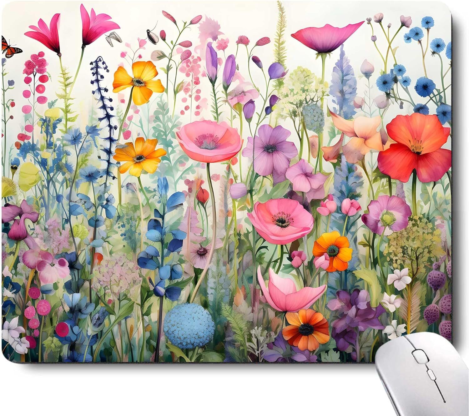 Gorgeous Flowers Plants Mouse Pad,Pink Floral Rose Mouse Pads for Desk,Soft Comp