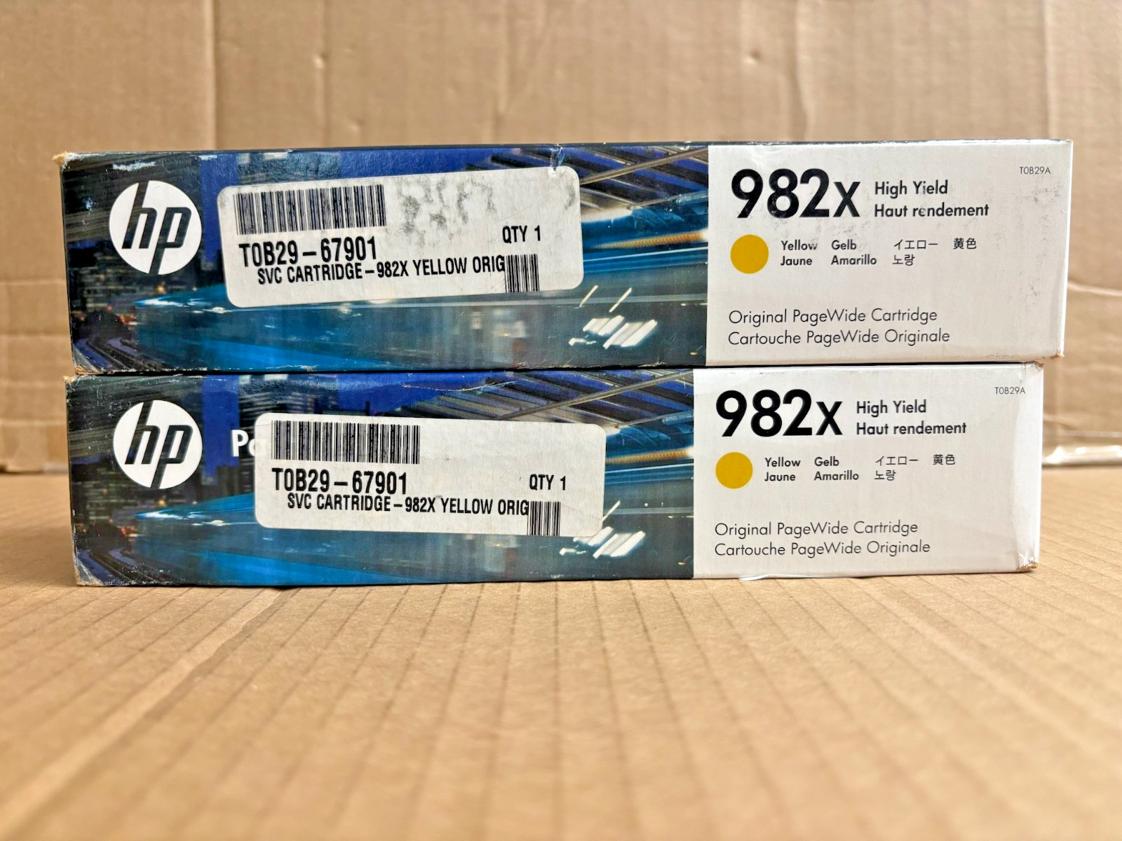 2 Genuine HP 982X Enterprise 765,780,785  Yellow Ink T0B29A (EXP: June 2022)
