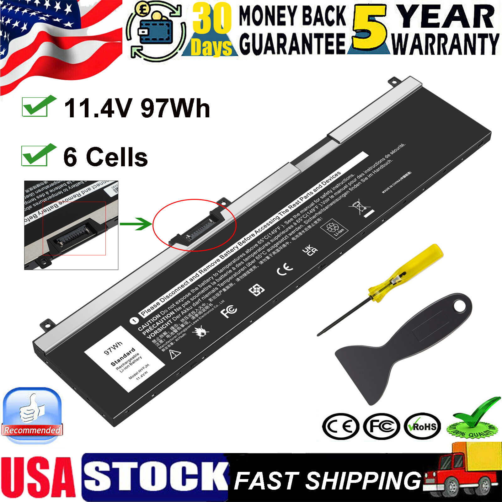 LOT GW0K9 NYFJH 0WMRC Battery FOR DELL Precision 7530 7730 7540 7740 3520 3530