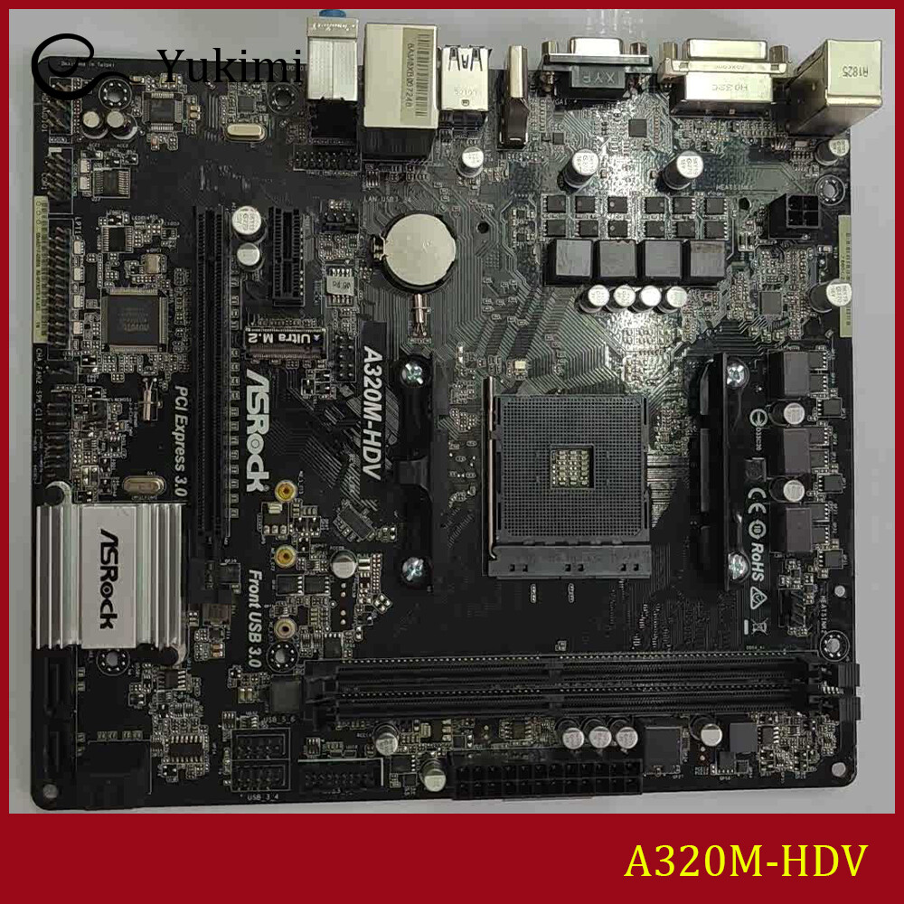 FOR ASROCK A320M-HDV AMD 32GB VGA HDMI DVI Micro ATX Motherboard Test OK