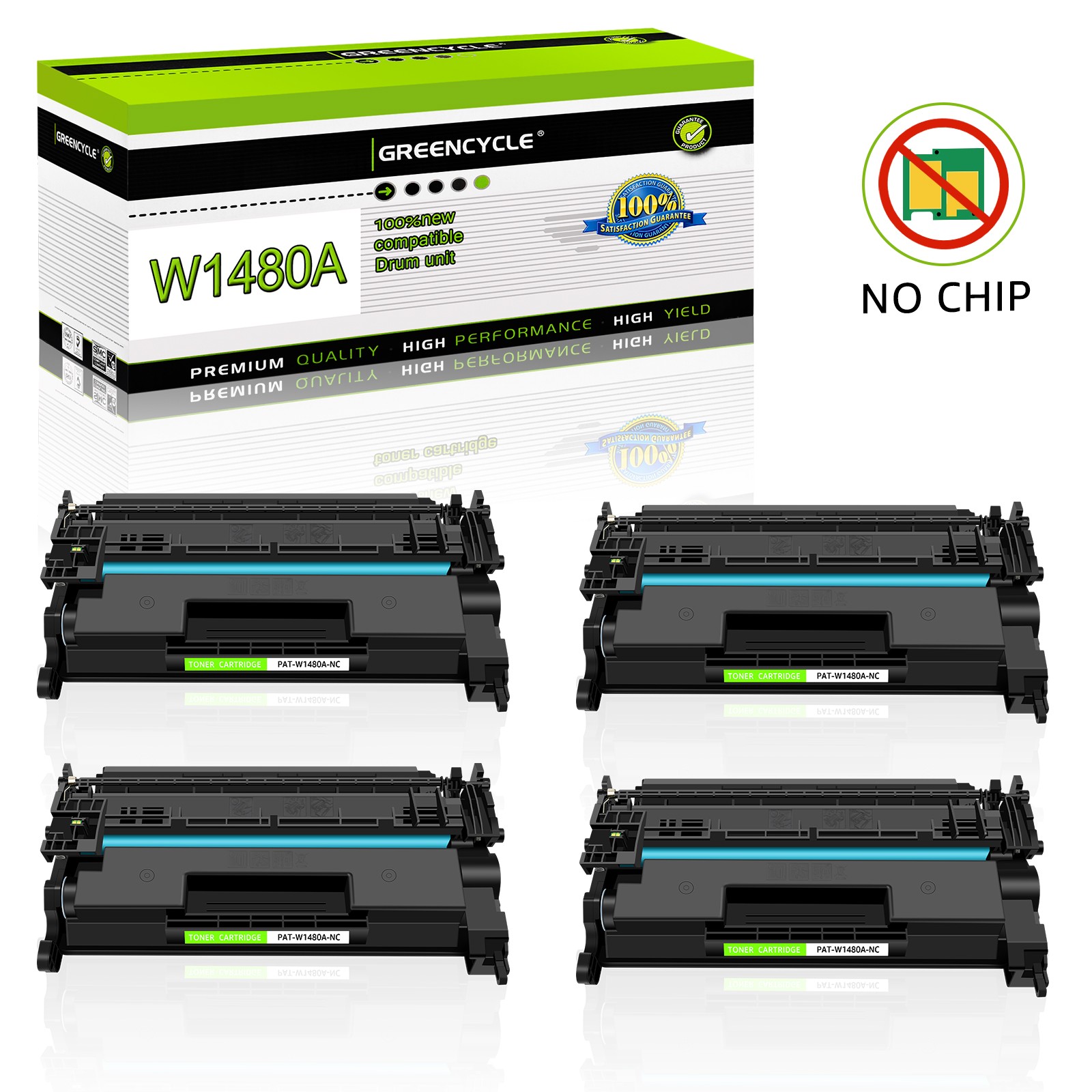 4*No Chip W1480A Toner Fits for HP148A LaserJet Pro 4001n 4001dn MFP 4101fdw