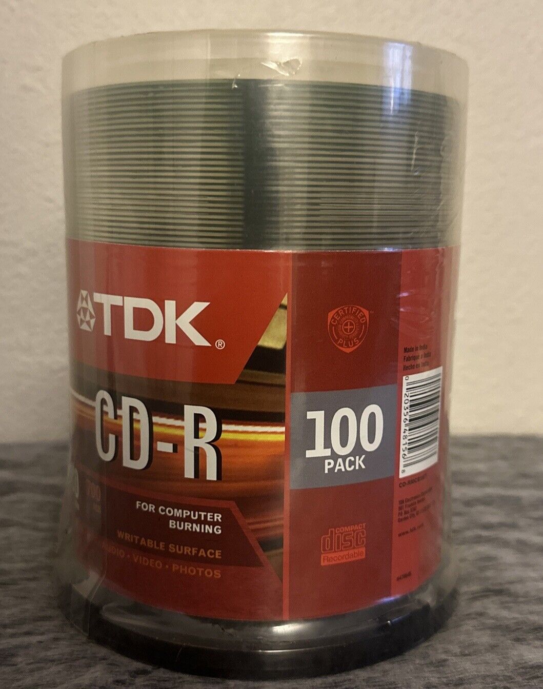 TDK CD-R 700MB 80 minute 100-Pack Writable Surface BRAND NEW Pack