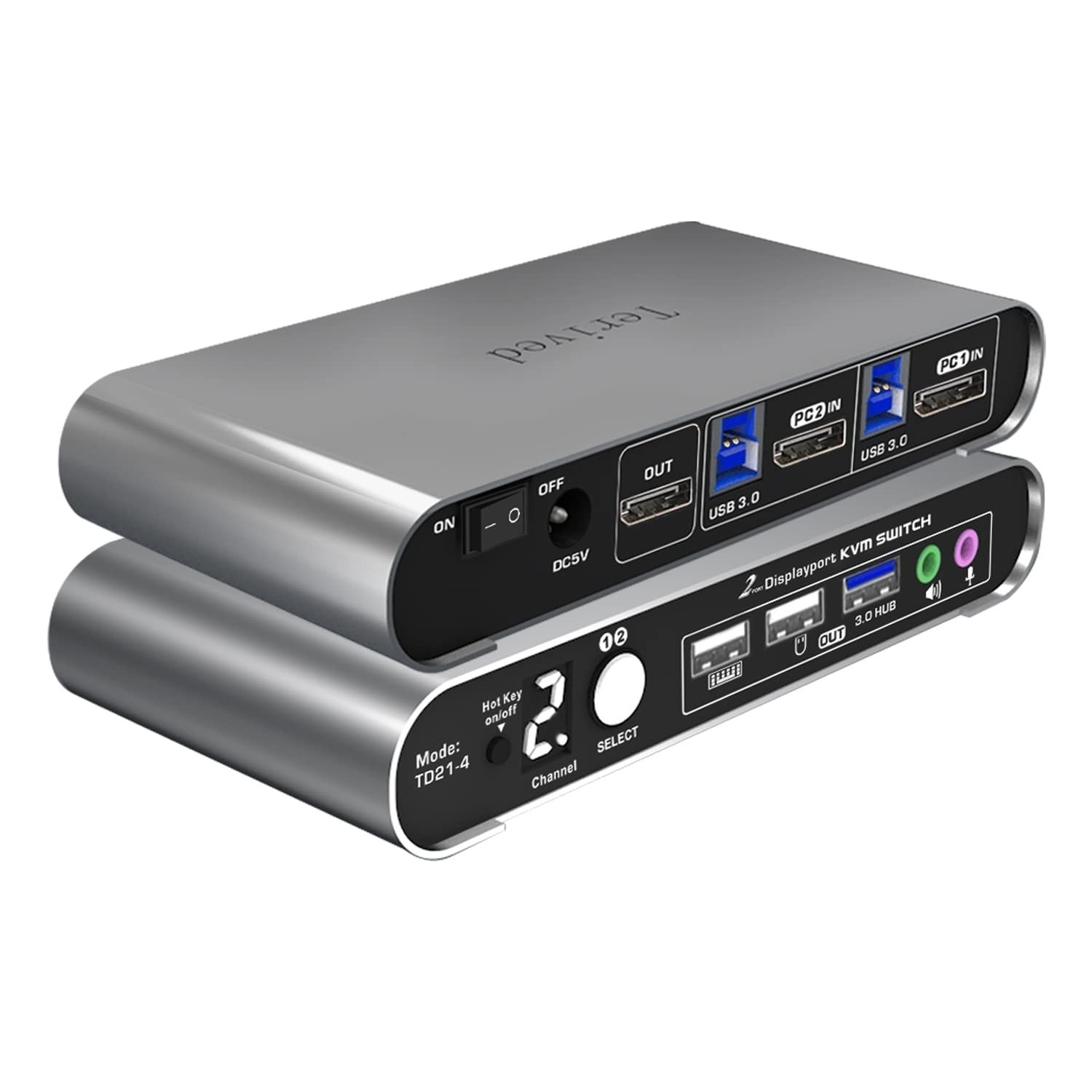 2 Port DP USB 3.0 Automatic KVM Switch 2 Computers 1 DisplayPort Monitor Switche