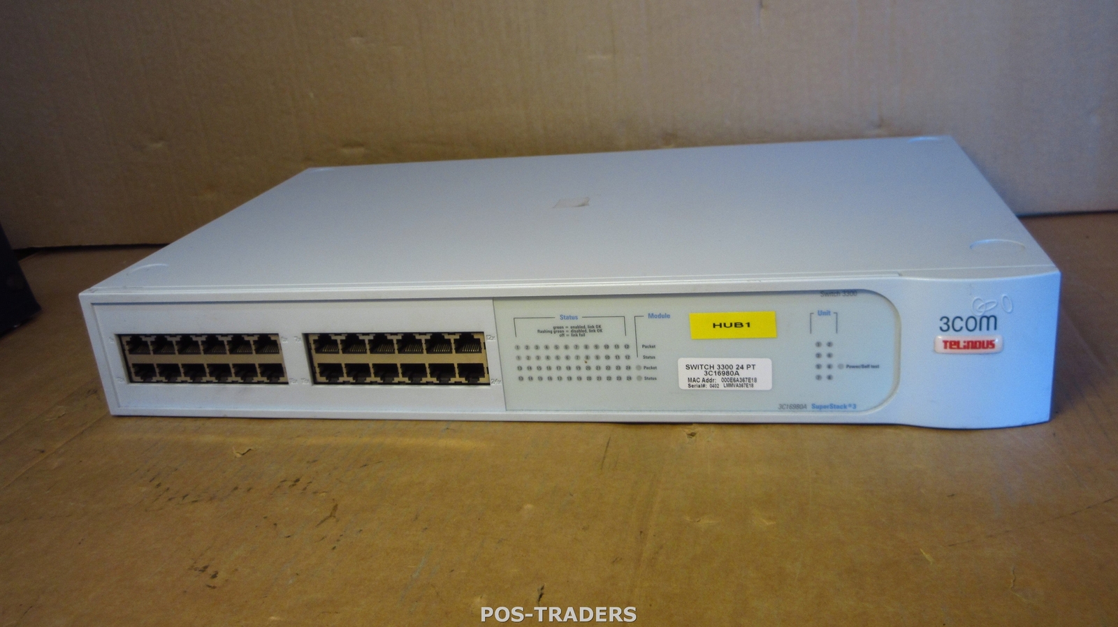 3Com 3C16980A SuperStack III 3300 SS3 24-Port 10/100 Ethernet Switch NO RACK EAR