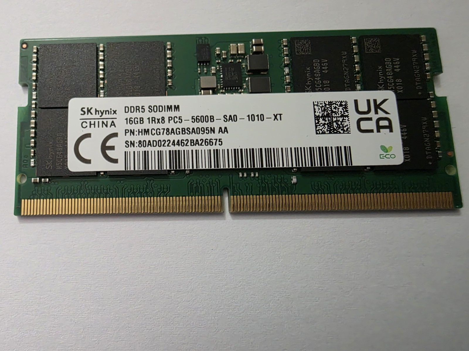 SK Hynix 16GB DDR5-5600 PC5-44800 DDR5 SODIMM RAM (HMCG78AGBSA095N AA)