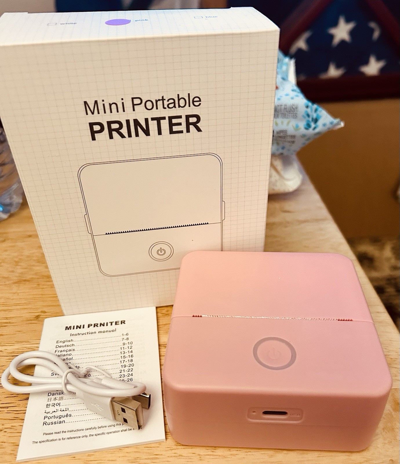 Portable Mini Pocket Thermal Printer Wireless Bluetooth Label Maker +multi paper