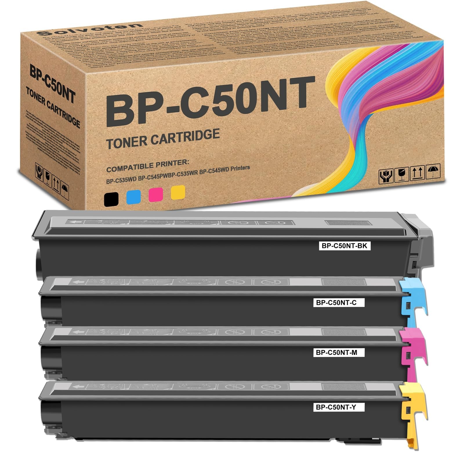 ** NEW Sharp Toner | BP-C50NT | Black / Color | High Yield | Compatible | 4-Pack