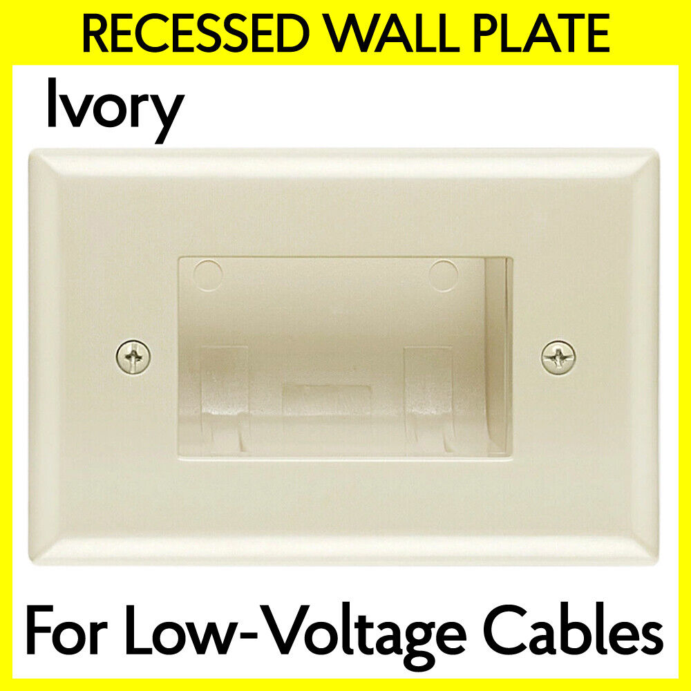 Recessed Wall Plate for Low-Voltage Cables Slim Fit Almond DataComm 45-0009-LA