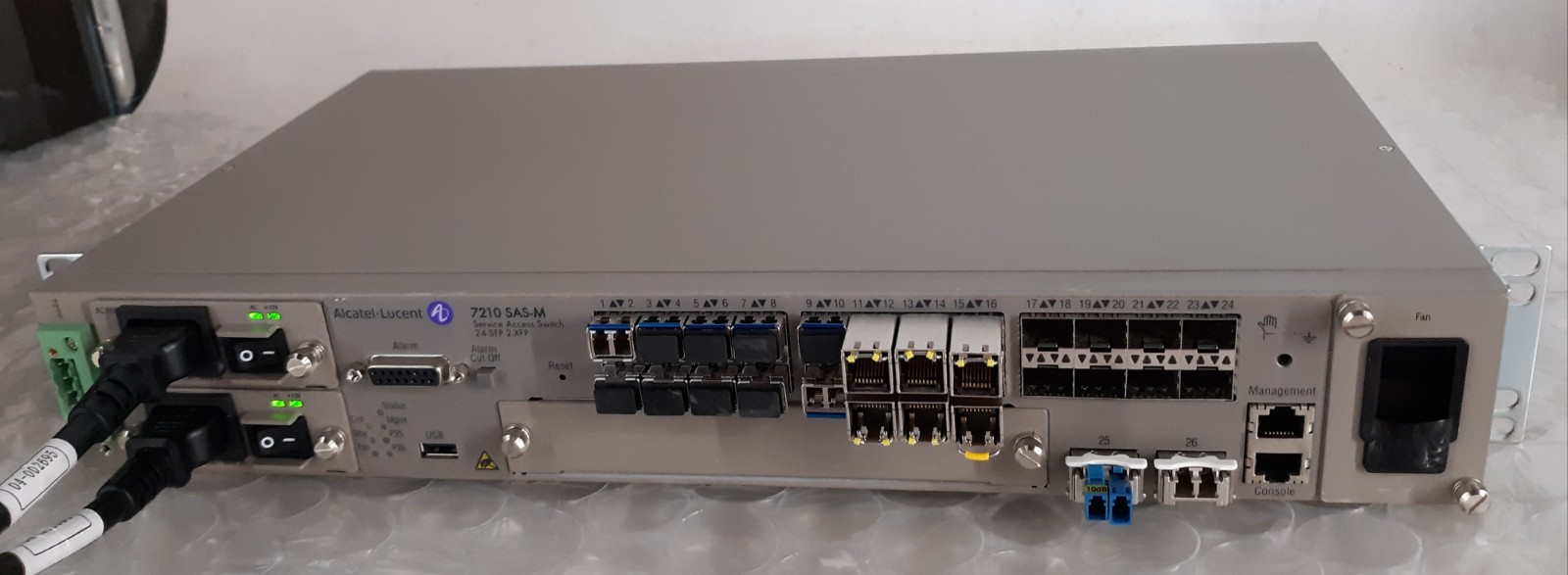 Alcatel Lucent 7210 SAS-M Service Acces Switch 24-SFP 2-XFP w/ Cords+16xSFP+2XFP