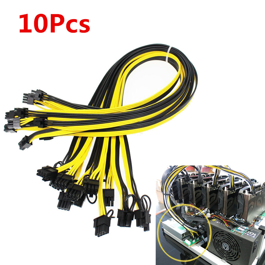 10pcs/lot 20cm 6 Pin to 8Pin (6+2Pin) PCI-E PCIE Cable Mining Adapter 18AWG Cord