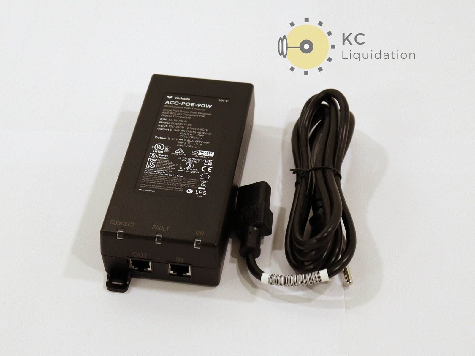 Verkada 90W ACC-POE-90W Gigabit PoE Injector Single Port POE90U-1BT