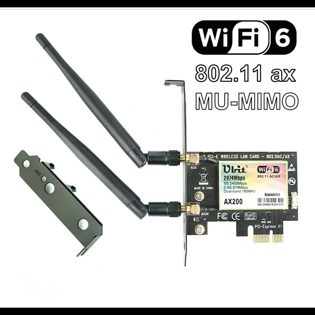 Ubit AX WiFi 6 WiFi Card Dual Band 3000 Mbps AX200 PCIE Wireless WLAN WiFi Card