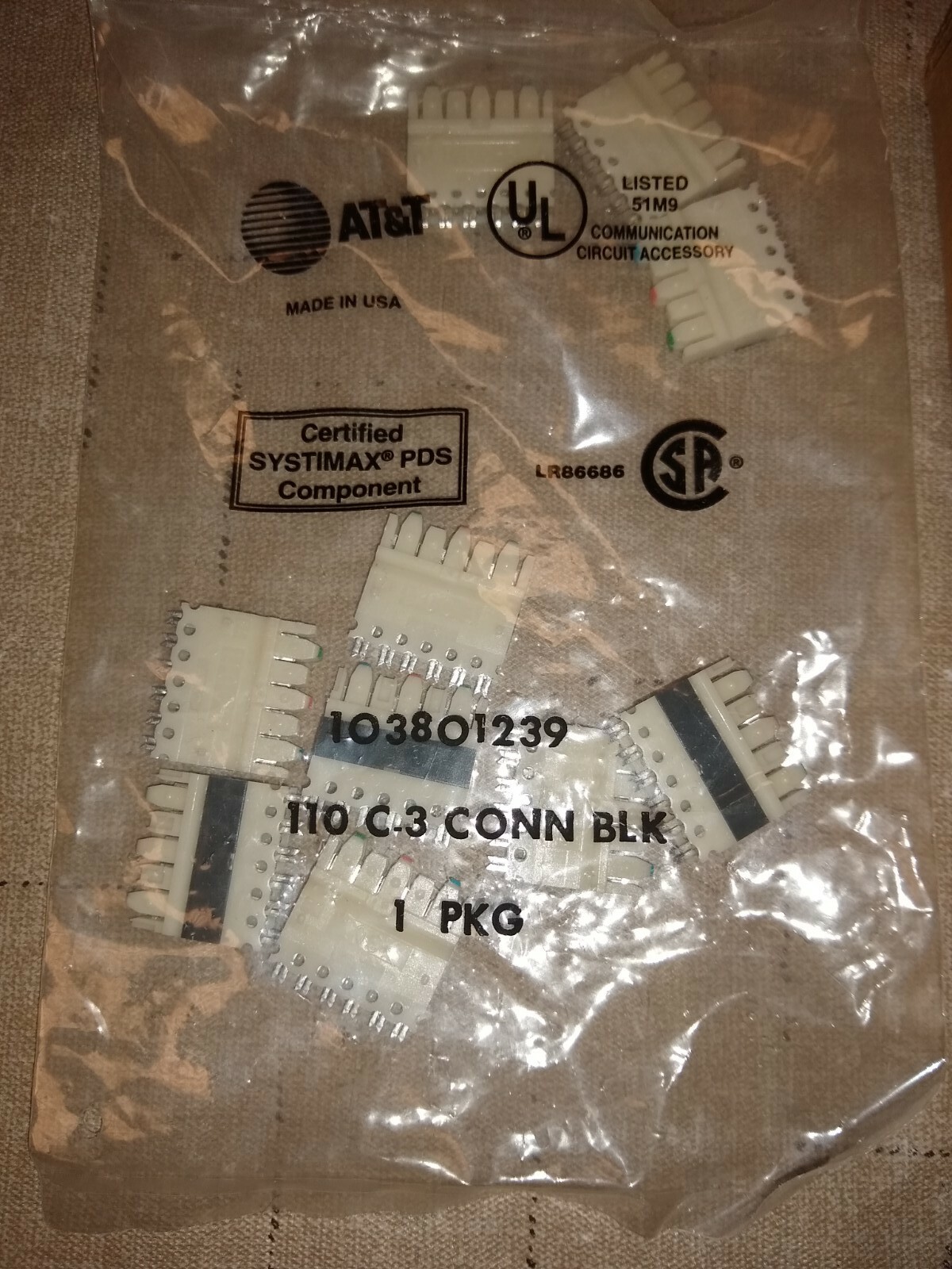 AT&T 110C-3C 103801239 3 Pair 110 Connecting Clip Punch Block lot of 5 Packages