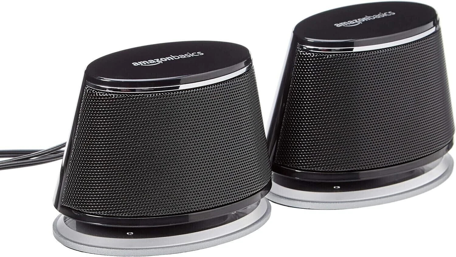 Amazon Basics USB Plug-n-Play Computer Speakers for PC or Laptop, Black - Setof2
