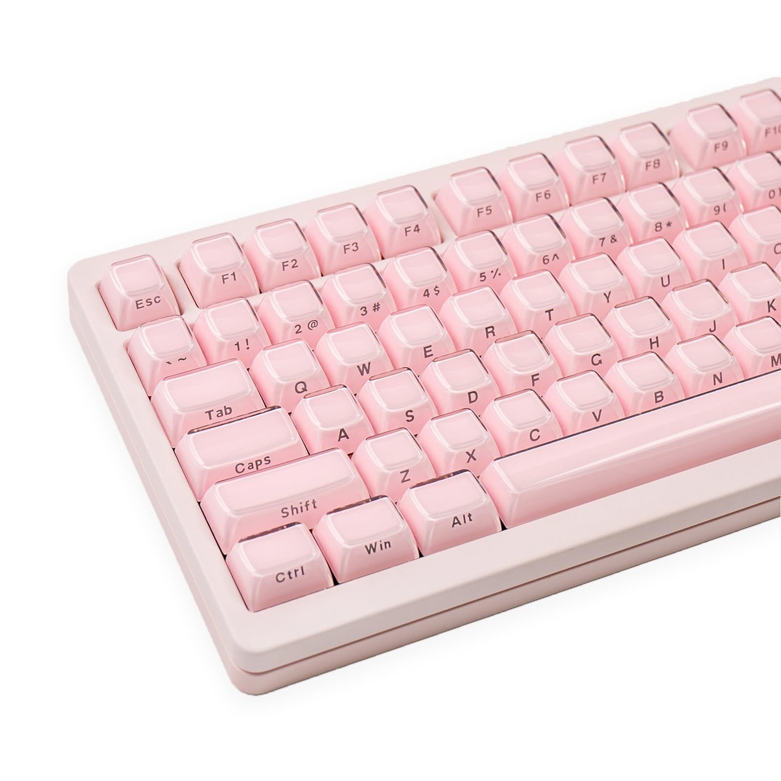 113 Keys Crystal Jelly Pink Keycaps Side Printed Translucent OEM Profile Cute