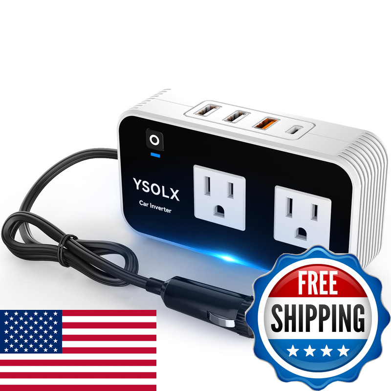 Ysolx 200W Car Power Inverter 12V To 110V For Vehicles Car Plug Adapter Outlet