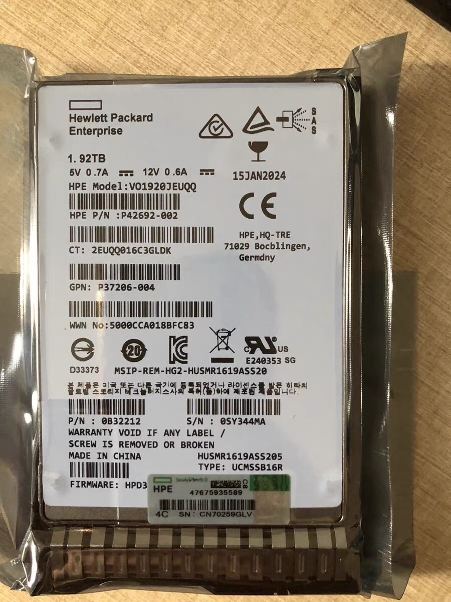P41536-001 P40511-B21 HPE 1.92TB SAS 12G 2.5" MU GEN10 PLUS V2 Gen11 Server SSD