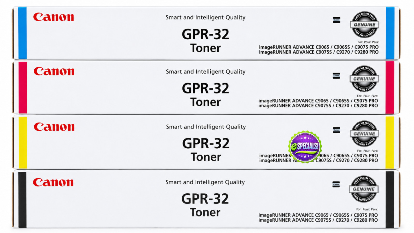 Genuine Canon GPR-32 Toner Set, Black, Cyan, Magenta, Yellow, We Ship Fast