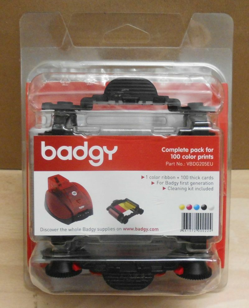  Evolis Badgy VBDG205EU Ribbon Color YMCBk +100 PVC Cards Original Box