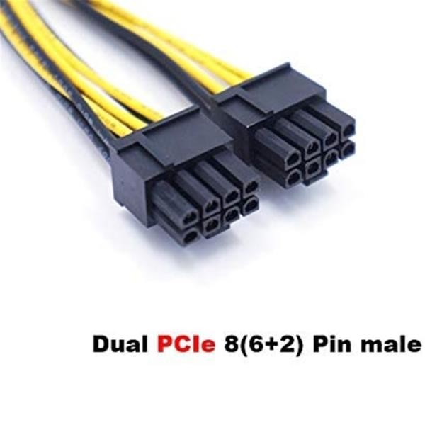 2 Pcs PCIe 8pin Female to Dual 8pin(6+2) pin Male GPU Power Cable Splitter