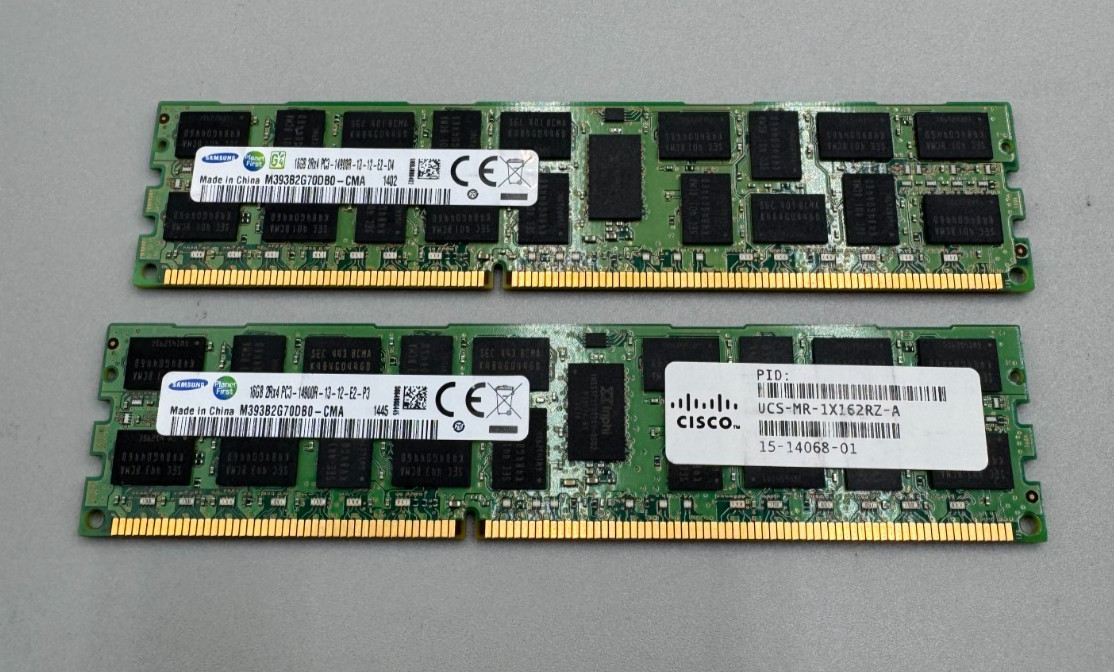Lot Of 2 Samsung DDR3 16GB Each (2 x 16GB = 32GB) PC3 14900MHz Desktop RAM B/Big