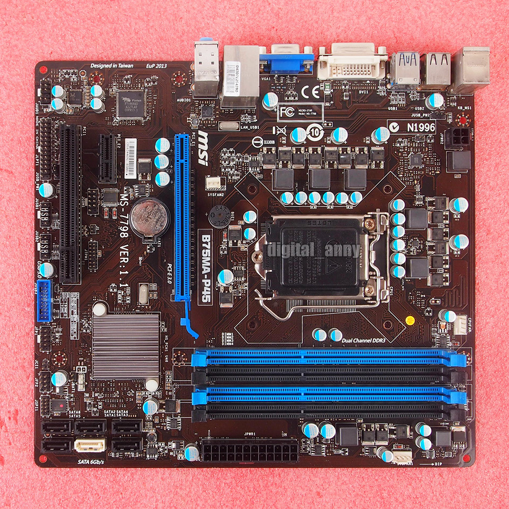 MSI B75MA-P45 Motherboard Intel B75 LGA 1155 DDR3 MS-7798 USB 3.0 SATA DVI