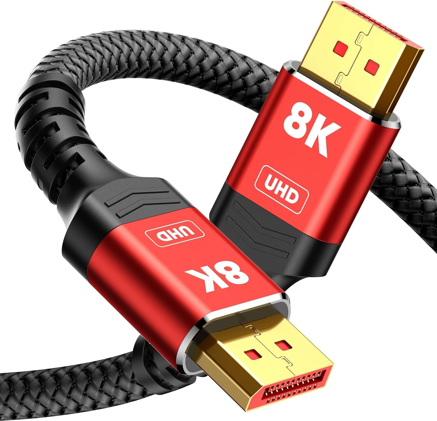 20FT DisplayPort 2.1 Cable 16K 8K@60Hz 4K@144Hz HDR DP HBR3 -Red, Vesa Certified
