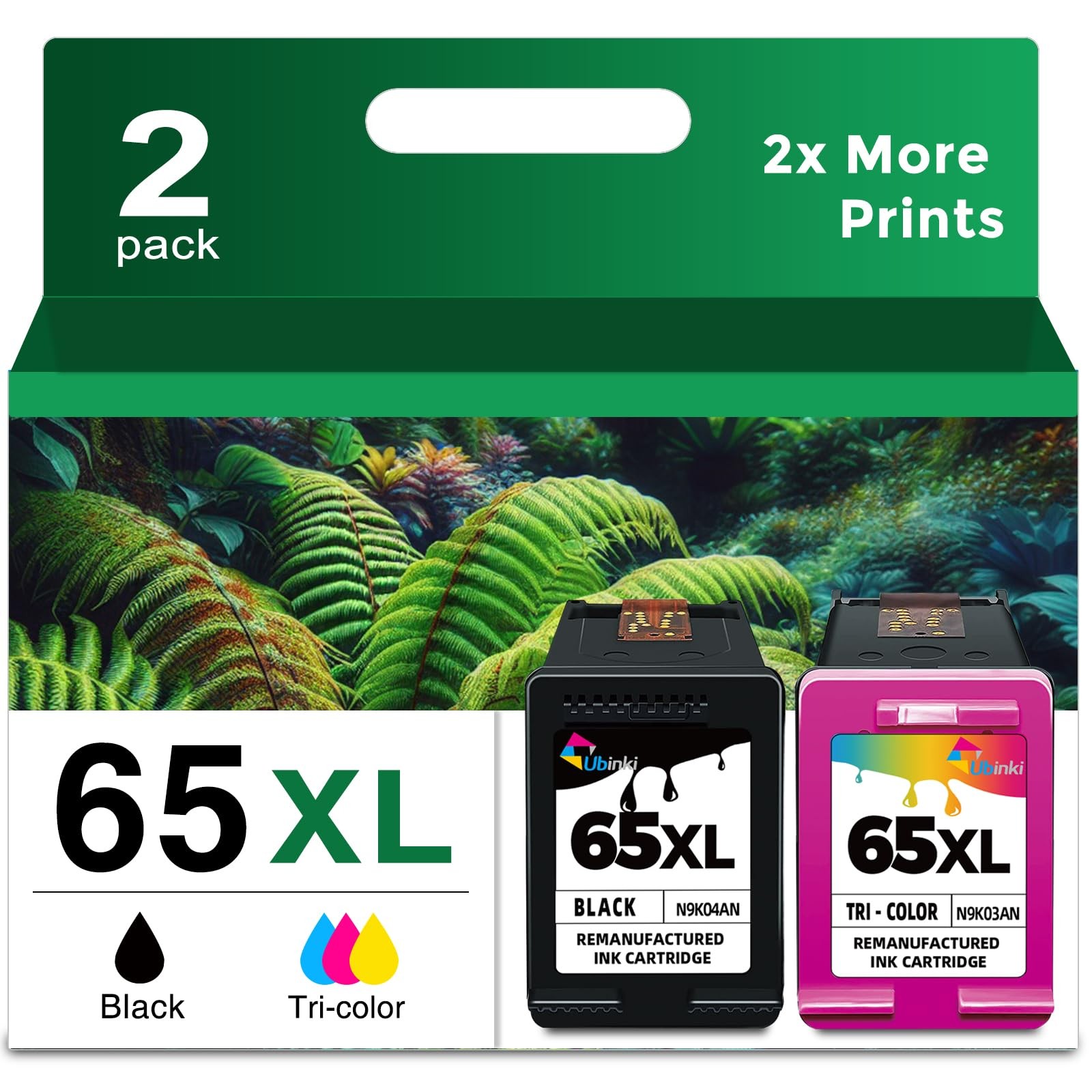 Ink Cartridges Black/Color Combo Pack Replacement for HP Ink 65 XL